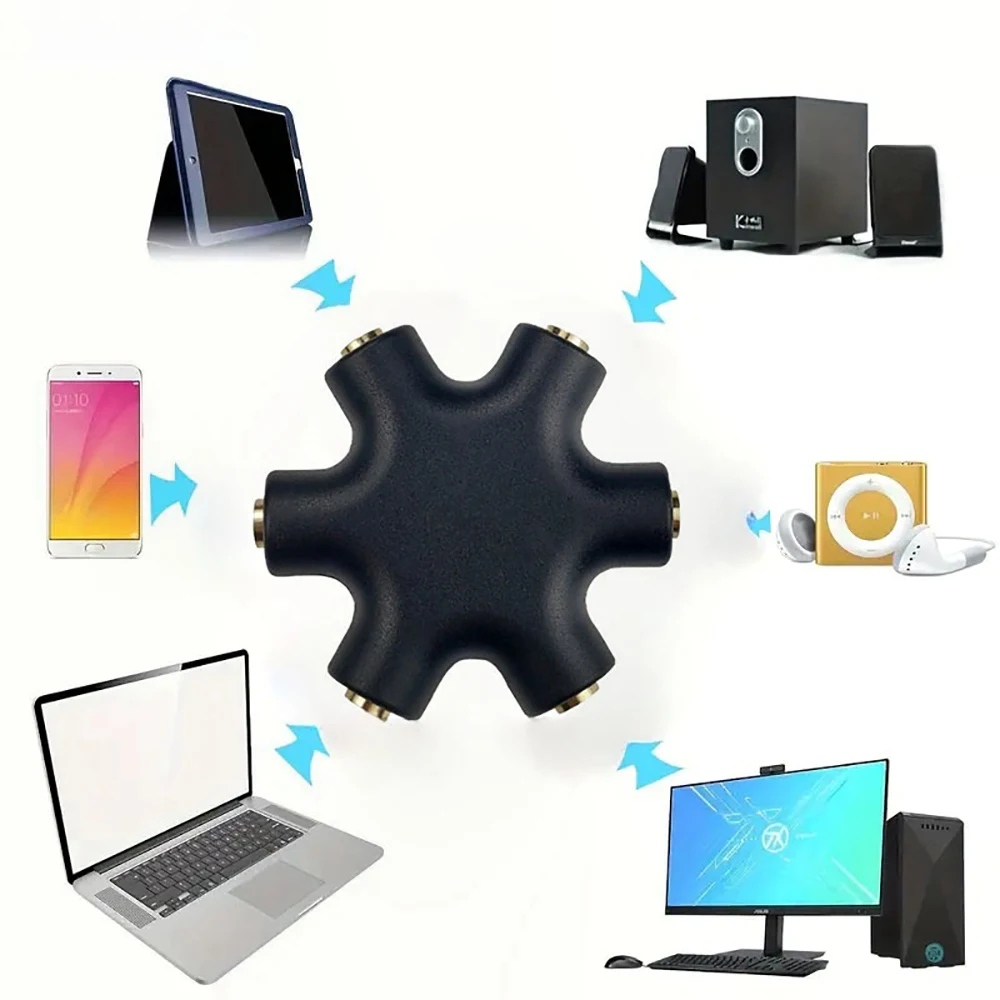 3 5mm Audio Splitter 1 Male To 5 Female Earphone Aux Cable Multi Port Sound Output Converter Adapter For Phone PC Music
3 5mm Audio Splitter 1 Male To 5 Female Earphone Aux Cable Multi Port Sound Output Converter Adapter For Phone PC Music