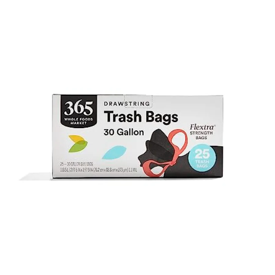 , Flextra Strength Drawstring Trash Bags, 30 Gallon, 25 Count
, Flextra Strength Drawstring Trash Bags, 30 Gallon, 25 Count