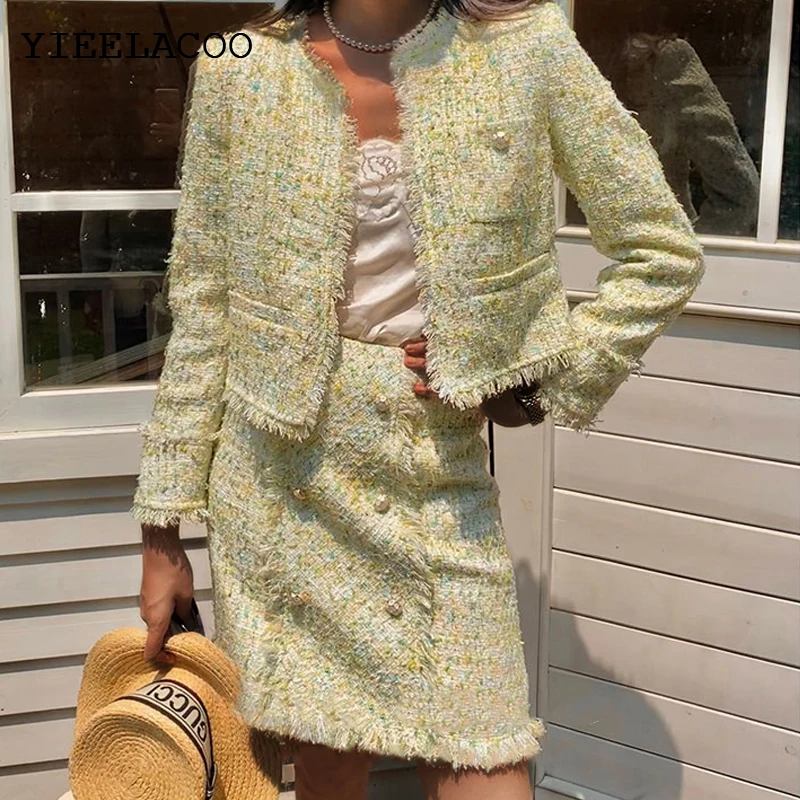 Light Green Women's Skirt Set Professional Spring /Autumn Tweed Jacket + Skirt Sets Business Ladies skirt 2-piece set
Light Green Women's Skirt Set Professional Spring /Autumn Tweed Jacket + Skirt Sets Business Ladies skirt 2-piece set