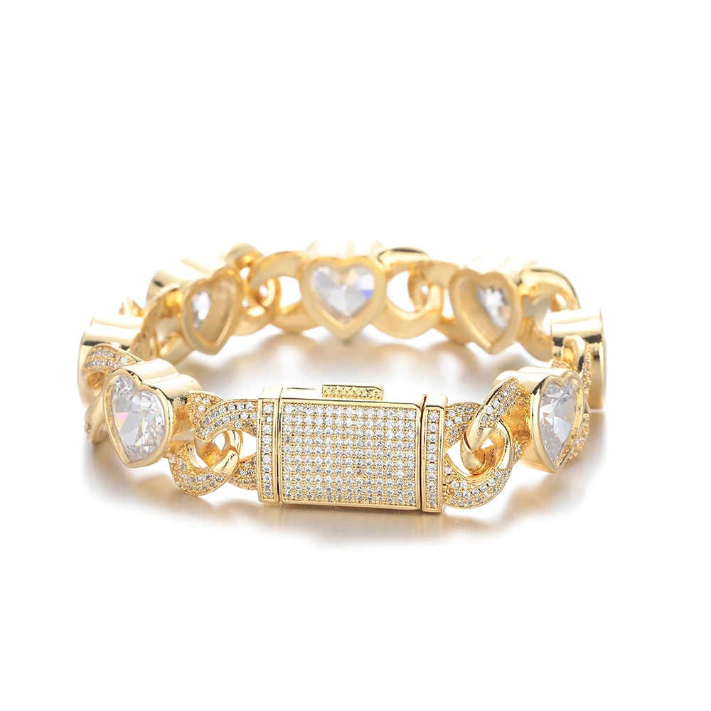 Hip Hop Jewelry 12mm Heart-Shaped 8-Shaped Cuban Chain Brass Ice Diamond Zircon Bracelet Suitable For Both Men And Women To Wear
Hip Hop Jewelry 12mm Heart-Shaped 8-Shaped Cuban Chain Brass Ice Diamond Zircon Bracelet Suitable For Both Men And Women To Wear