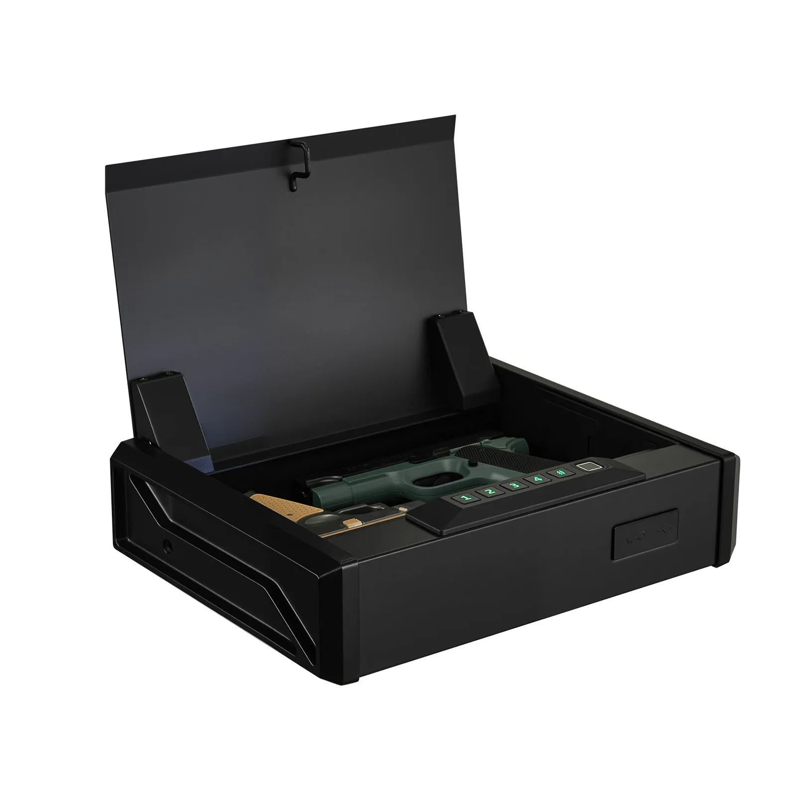 Secure Gun Safe with Biometric Lock,Keypad,and Illumination for 2 Pistols
Secure Gun Safe with Biometric Lock,Keypad,and Illumination for 2 Pistols
