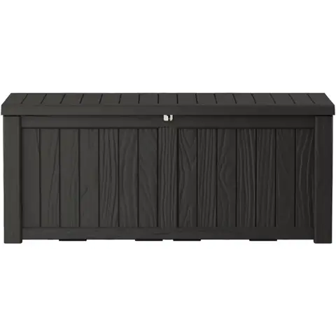 Caja de cubierta de resina con cerradura de 150 galones, caja de almacenamiento exterior impermeable y resistente a los rayos UV para almacenamiento de cojines al aire libre, herramientas de jardín y Po