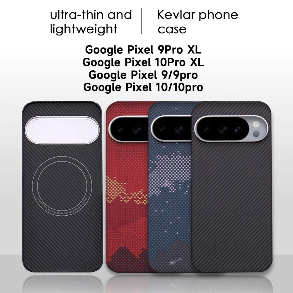 Premium ultra-thin 100% Genuine 600D Kevlar aramid fiber phone Case For Google Pixel 10 9 Pro XL Magnetic charging back Cover
Premium ultra-thin 100% Genuine 600D Kevlar aramid fiber phone Case For Google Pixel 10 9 Pro XL Magnetic charging back Cover