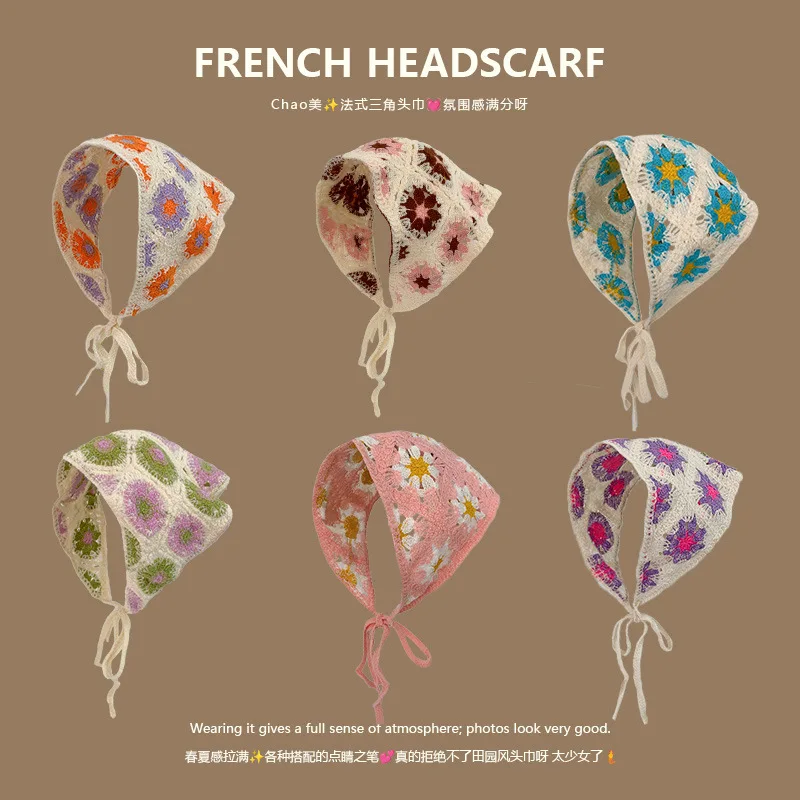 Sweet Cute Knitted Floral Triangle Bandana Colorful Artistic for Women Girls Travel Outdoor Headwear Breathable Lightweight Soft
Sweet Cute Knitted Floral Triangle Bandana Colorful Artistic for Women Girls Travel Outdoor Headwear Breathable Lightweight Soft