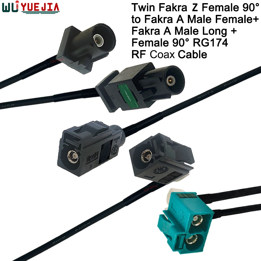 Twin Fakra Z Female 90° to Fakra A Male Plug + Fakra A Female Jack RG-174 RF Coaxial Cable WIFI Antenna Extension Jumper Pigtail
Twin Fakra Z Female 90° to Fakra A Male Plug + Fakra A Female Jack RG-174 RF Coaxial Cable WIFI Antenna Extension Jumper Pigtail