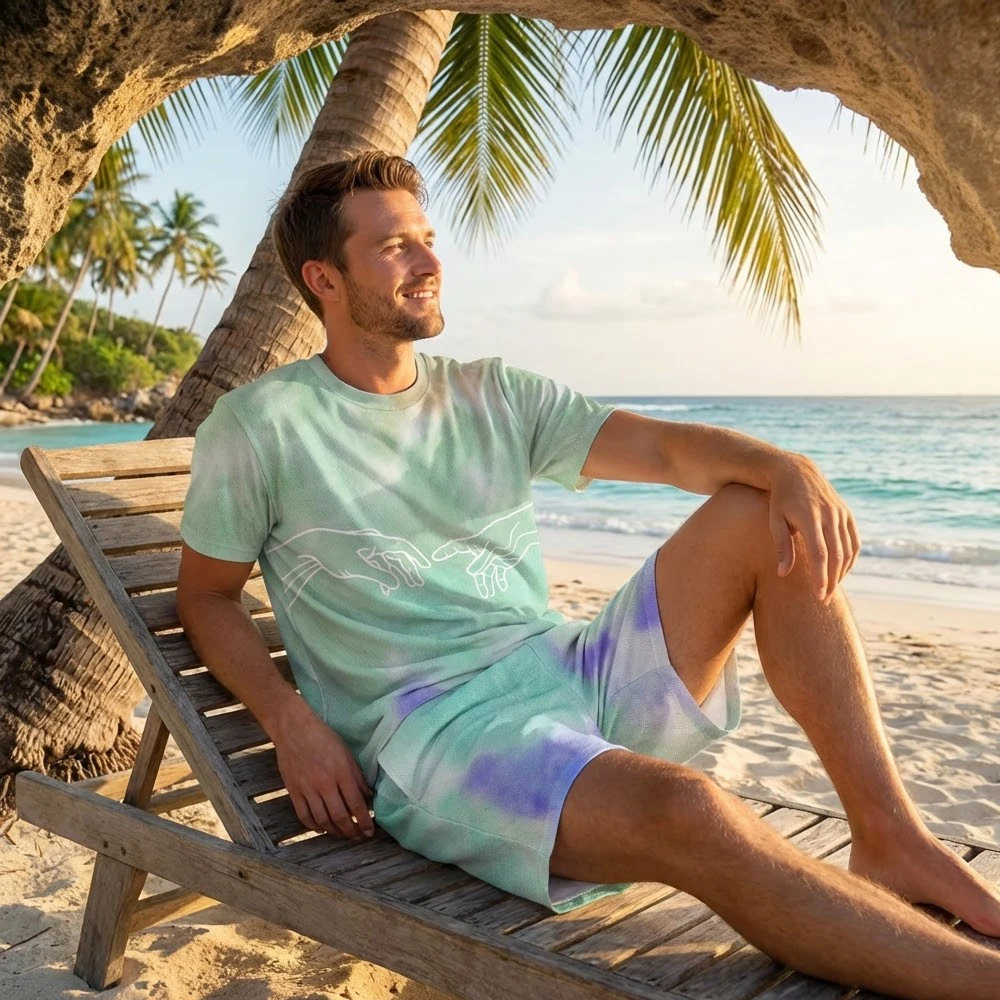 Новинка 2025 года, комплект из футболки и шорт с принтом тай-дай, унисекс, праздничная повседневная пляжная одежда, модный уличный стиль, гавайский пляжный повседневный наряд
Новинка 2025 года, комплект из футболки и шорт с принтом тай-дай, унисекс, праздничная повседневная пляжная одежда, модный уличный стиль, гавайский пляжный повседневный наряд