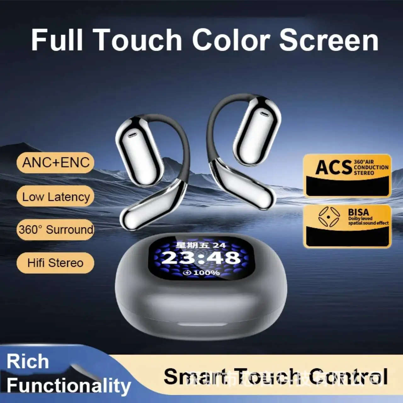 For TKQ16Pro touch LED high definition color screen can make calls wireless bluetooth translation headset
For TKQ16Pro touch LED high definition color screen can make calls wireless bluetooth translation headset