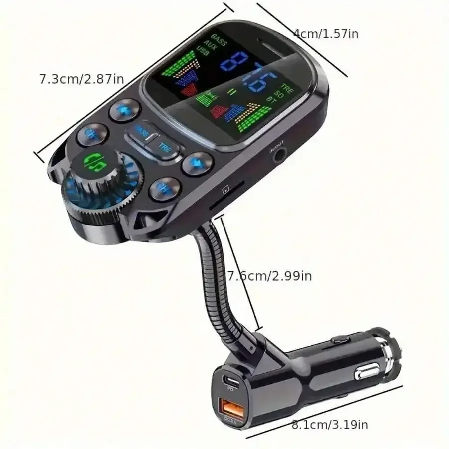 Bluetooth 5.3 Car FM Modulator With 30W PD & QC3.0 Fast Charge, AUX Input, Hands-Free Call, Bass Boost, MP3 Playback
Bluetooth 5.3 Car FM Modulator With 30W PD & QC3.0 Fast Charge, AUX Input, Hands-Free Call, Bass Boost, MP3 Playback