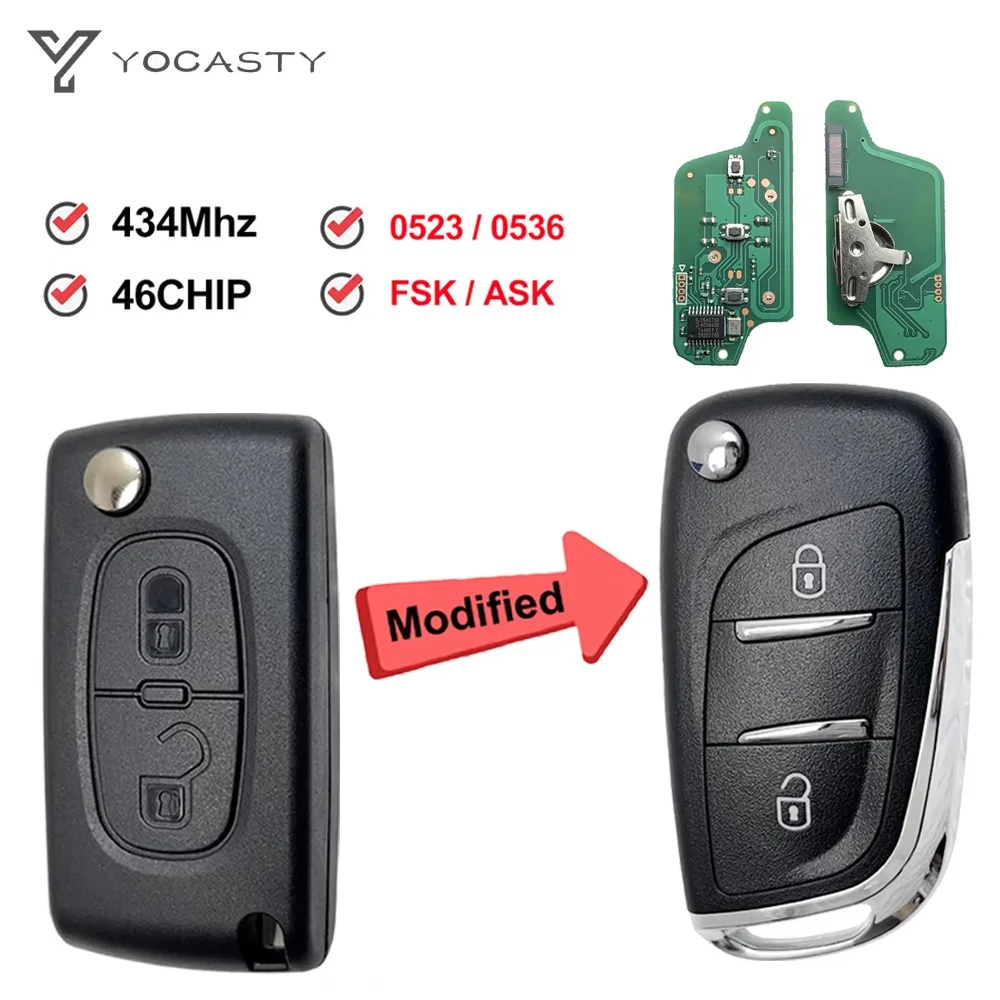 YOCASTY 2 Btn Modified Flip Remote Car Key ASK FSK For Citroen C2 C3 C4 C5 C6 Xsara Berlingo For Peugeot 207 307 308 407 607 807
YOCASTY 2 Btn Modified Flip Remote Car Key ASK FSK For Citroen C2 C3 C4 C5 C6 Xsara Berlingo For Peugeot 207 307 308 407 607 807