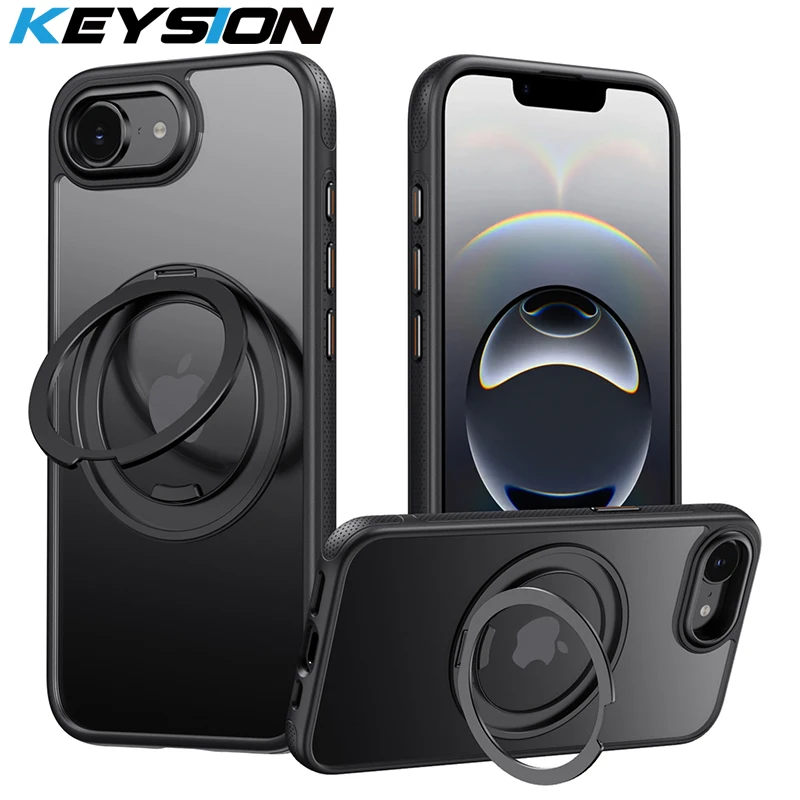 KEYSION N52 Magnetic 360° Ring Stand Case for MagSafe for iPhone 17e 16e Matte Transparent Shockproof Phone Cover for iPhone 17e
KEYSION N52 Magnetic 360° Ring Stand Case for MagSafe for iPhone 17e 16e Matte Transparent Shockproof Phone Cover for iPhone 17e