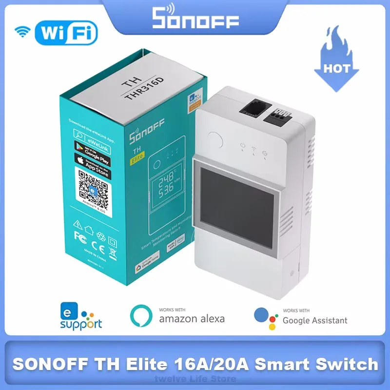 SONOFF TH Elite 16A 20A Wi-Fi-переключатель, умный мониторинг температуры и влажности с ЖК-дисплеем, автоматический режим, управление умным домом
SONOFF TH Elite 16A 20A Wi-Fi-переключатель, умный мониторинг температуры и влажности с ЖК-дисплеем, автоматический режим, управление умным домом