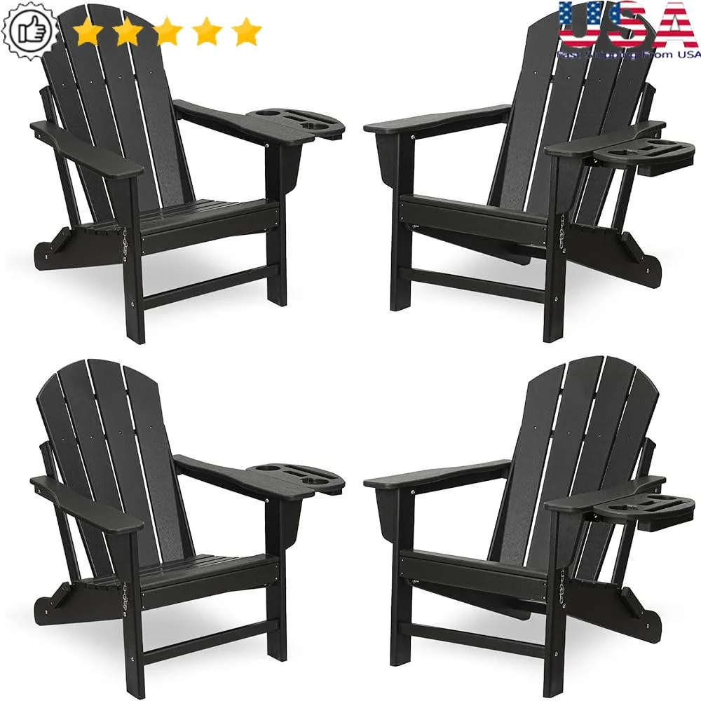 All-Weather HDPE Folding Adirondack Chair Set of 4 Outdoor Chairs with Cup Holders Easy 15 Minute Assembly Space Saving Design
All-Weather HDPE Folding Adirondack Chair Set of 4 Outdoor Chairs with Cup Holders Easy 15 Minute Assembly Space Saving Design
