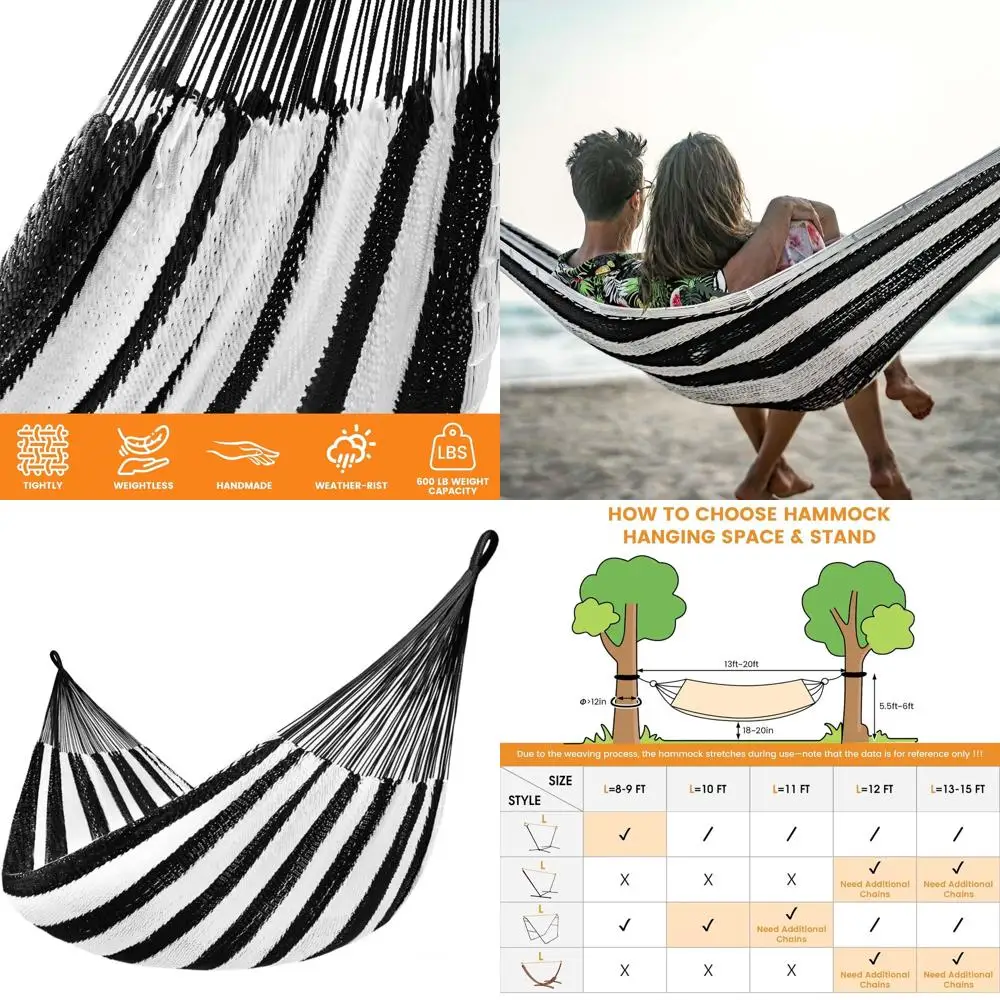 Двойной гамак из мягкой веревки 10,5 футов, портативный для улицы с сумкой для переноски, 2 ремнями и карабинами, вместимость 550 фунтов, черный/белый
Двойной гамак из мягкой веревки 10,5 футов, портативный для улицы с сумкой для переноски, 2 ремнями и карабинами, вместимость 550 фунтов, черный/белый