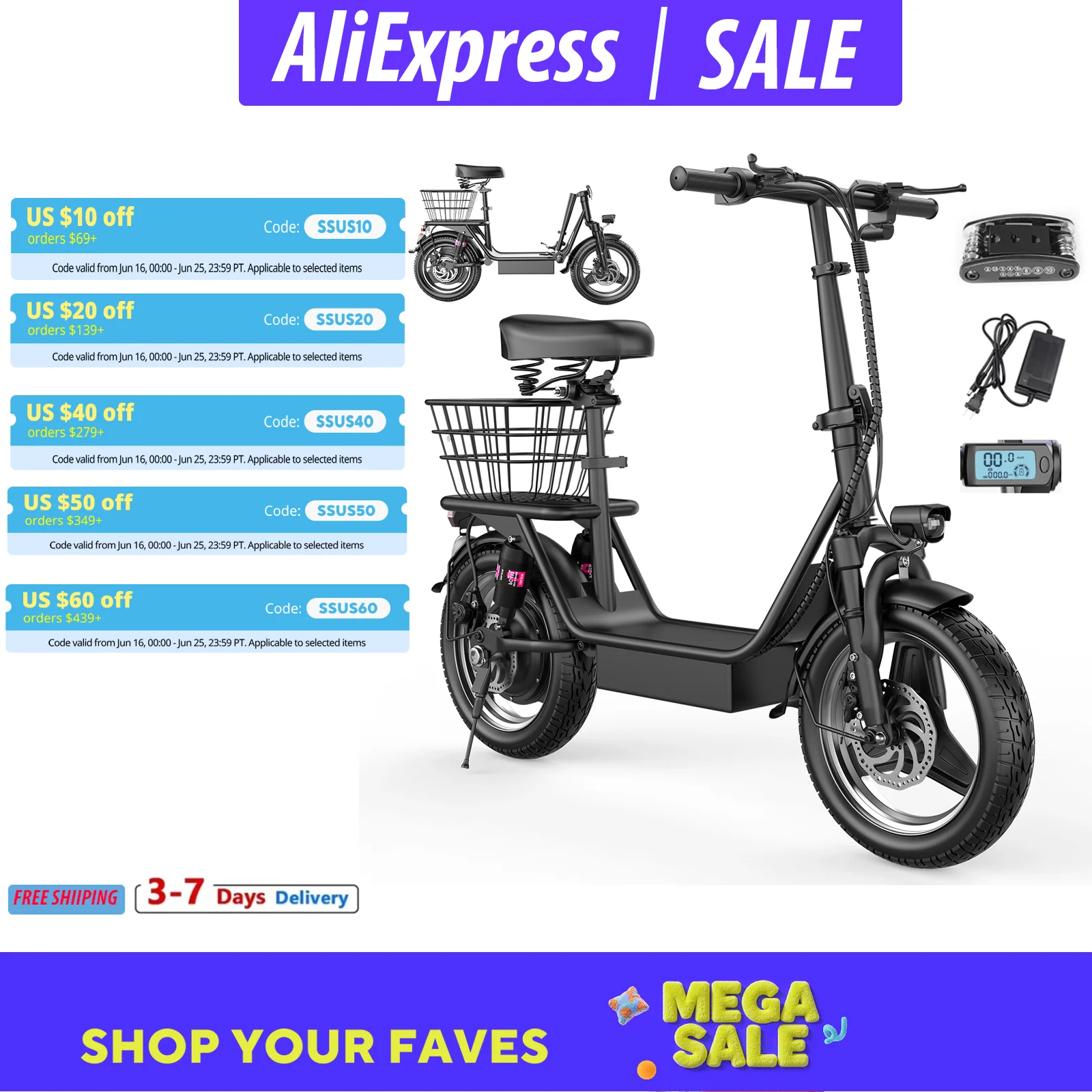Foldable Electric Scooter with Basket for Adults, 500W Motor, Full Suspension, Motor Escooter Suitable for Commutting Travel
Foldable Electric Scooter with Basket for Adults, 500W Motor, Full Suspension, Motor Escooter Suitable for Commutting Travel