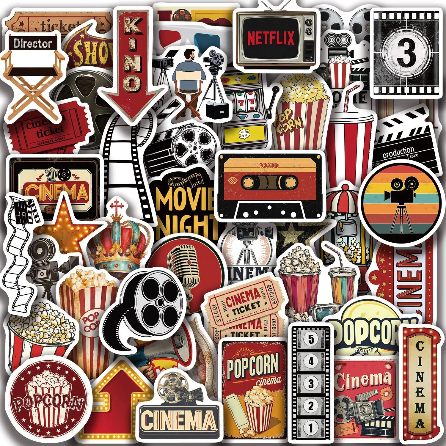 50Pcs Retro Movie Theme Element Stickers DIY Game for Guitar Piano Scrapbook Stationery Box Storage Box Cabinet Decals
50Pcs Retro Movie Theme Element Stickers DIY Game for Guitar Piano Scrapbook Stationery Box Storage Box Cabinet Decals