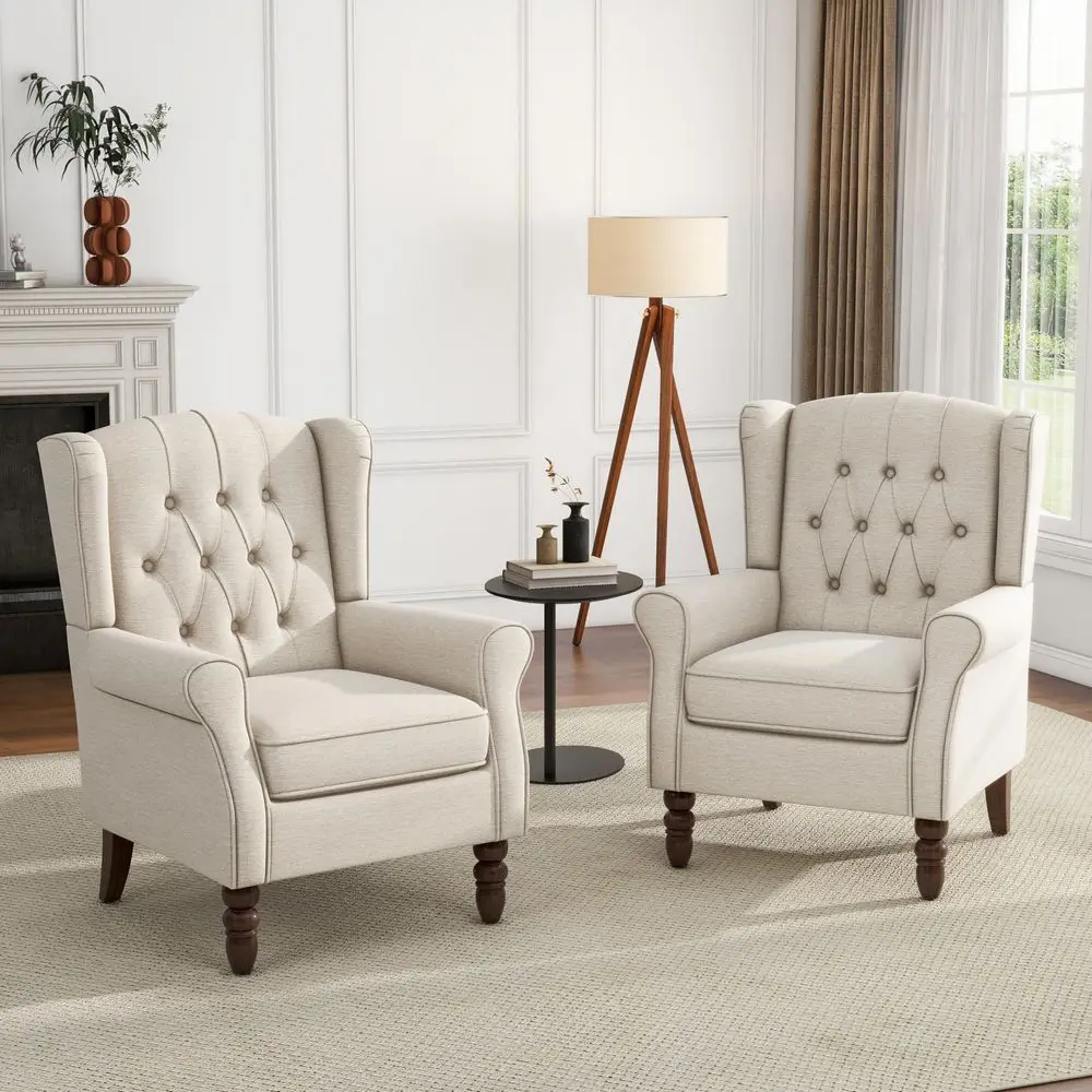 High Back Accent Chairs Set of 2, Fabric Upholstered Armchair Wingback Club Chair for Living Room, Comfy Single Sofa Bedroom Re
High Back Accent Chairs Set of 2, Fabric Upholstered Armchair Wingback Club Chair for Living Room, Comfy Single Sofa Bedroom Re