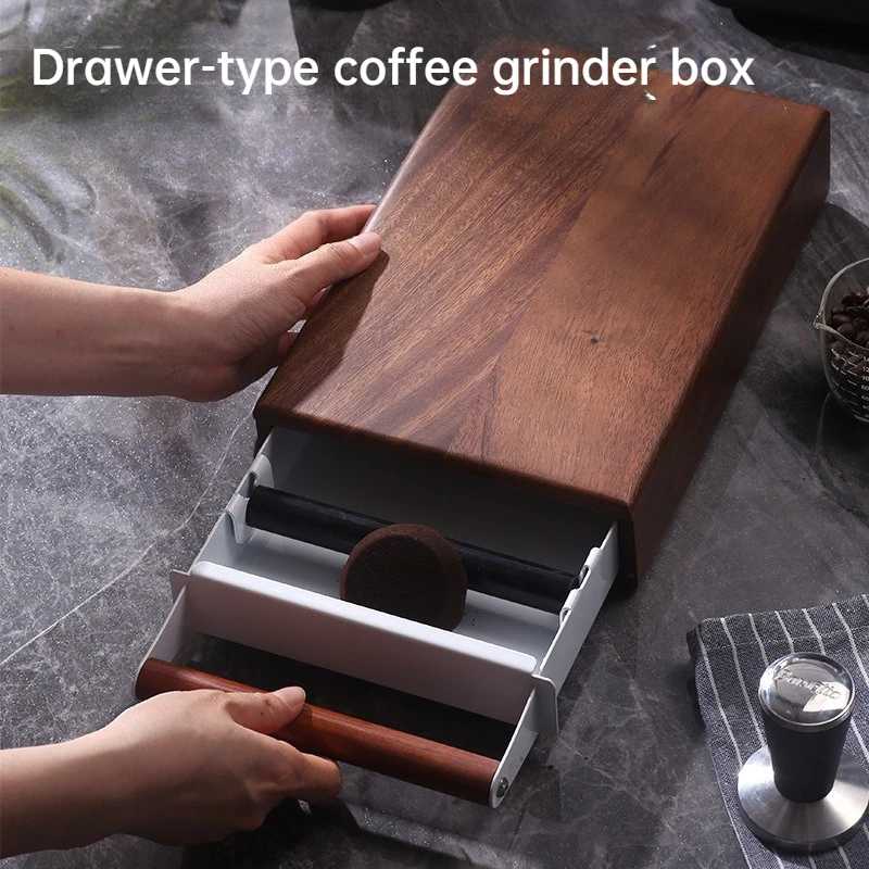 JUSTINLAU Walnut Wood Coffee Knock Box Drawer Type with Large Handle Black Espresso Grounds Container for Cafe Counter
JUSTINLAU Walnut Wood Coffee Knock Box Drawer Type with Large Handle Black Espresso Grounds Container for Cafe Counter
