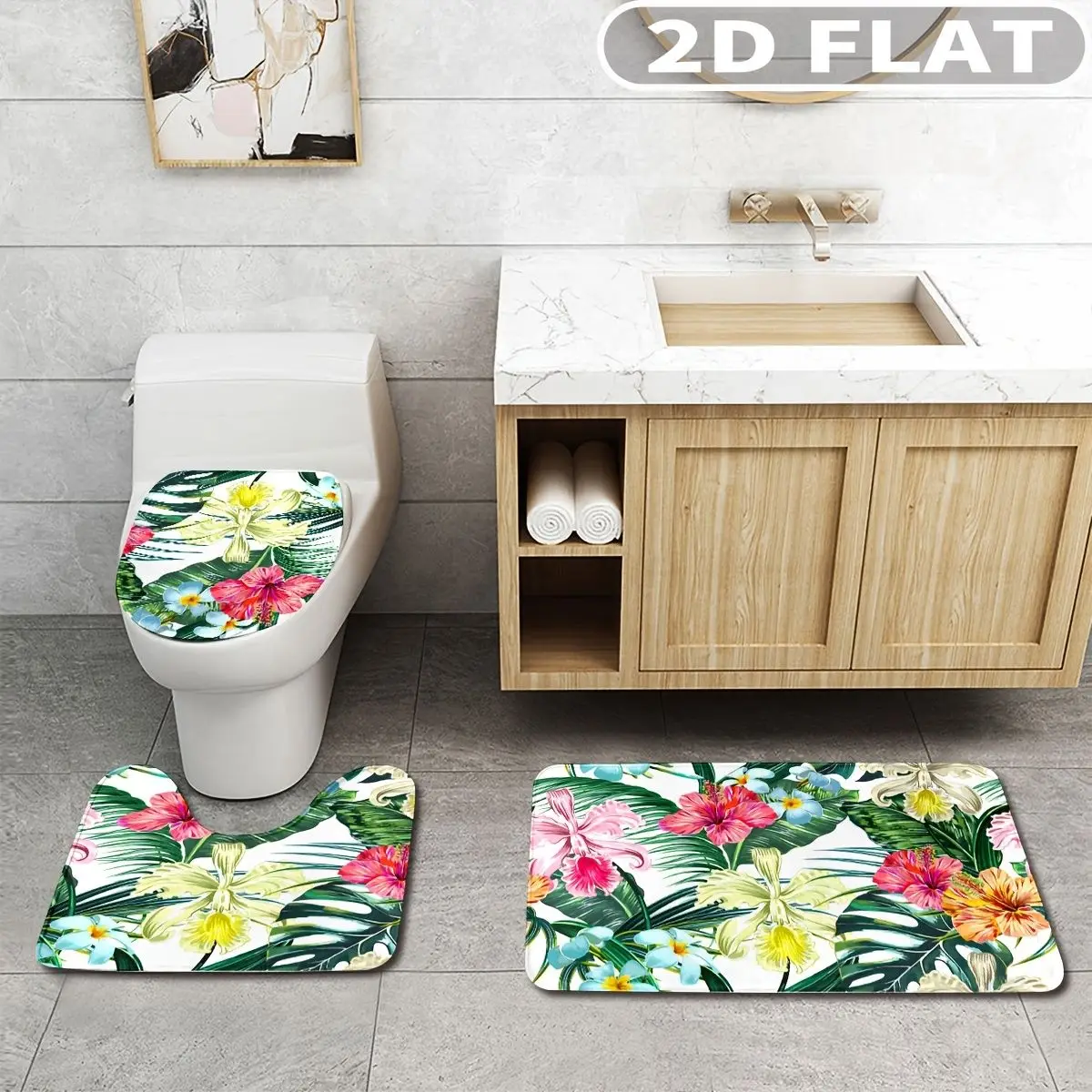 3pcs Bathroom Rug Set Tropical Flowers And Leaves 3pcs Bath Mats Set for Bathroom Non-Slip Cover Mat
3pcs Bathroom Rug Set Tropical Flowers And Leaves 3pcs Bath Mats Set for Bathroom Non-Slip Cover Mat