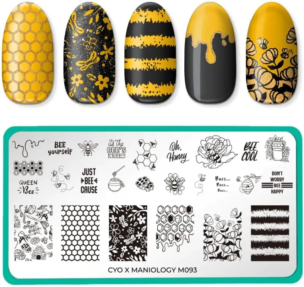 Bee Nail Stamping Plate - Honeybee & Beehive Designs, Reusable Stainless Steel Template for DIY Manicures
Bee Nail Stamping Plate - Honeybee & Beehive Designs, Reusable Stainless Steel Template for DIY Manicures