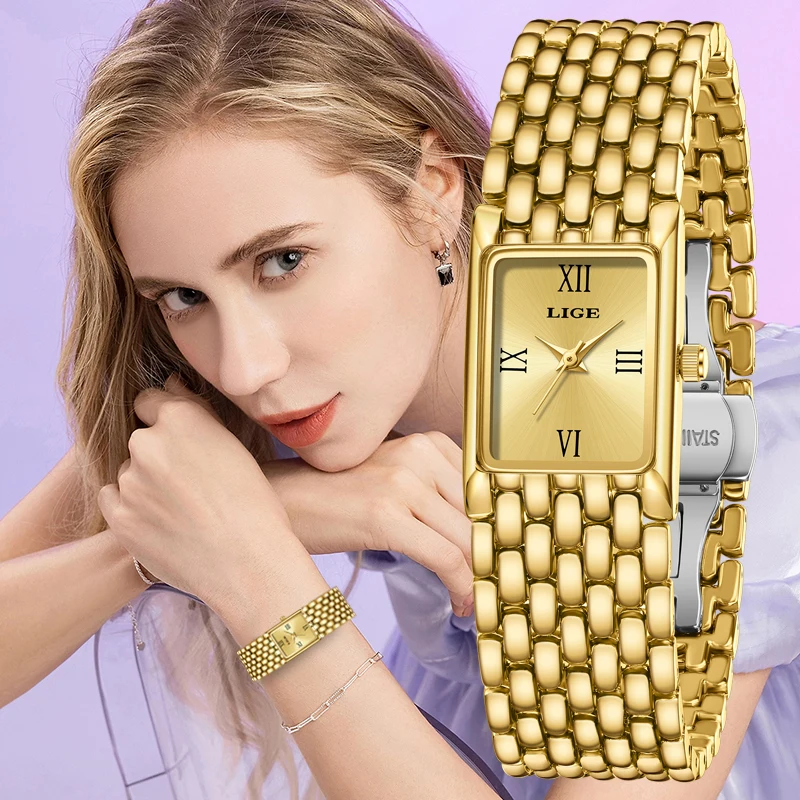Новые элегантные женские часы LIGE 2026: модные золотые кварцевые наручные часы с квадратным циферблатом, водонепроницаемые, стальные, люксовые, подарки для женщин, Reloj
Новые элегантные женские часы LIGE 2026: модные золотые кварцевые наручные часы с квадратным циферблатом, водонепроницаемые, стальные, люксовые, подарки для женщин, Reloj