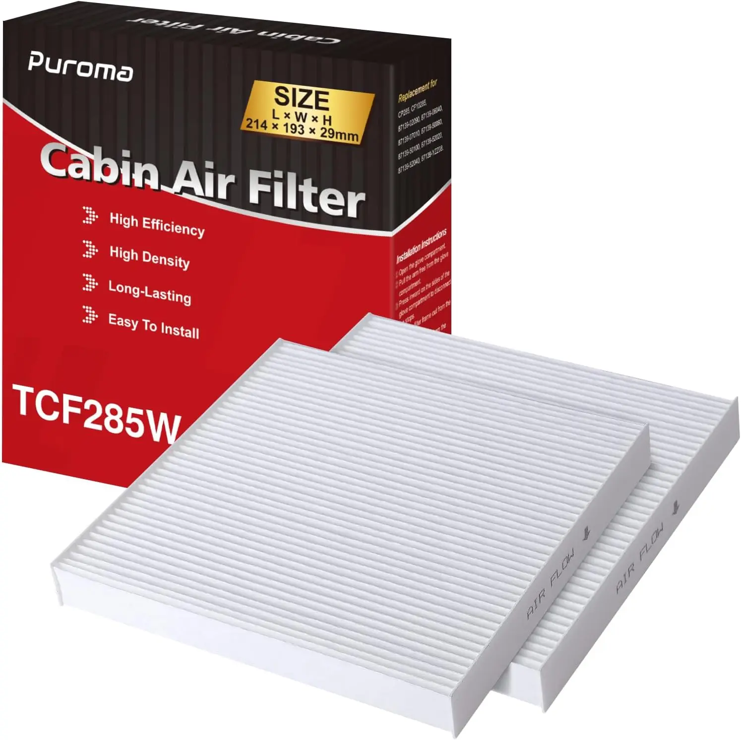 2 Pack Cabin Air Filter Replacement for Toyota Camry RAV4 Highlander Corolla 4Runner Tundra Prius Sienna Lexus Scion Subaru
2 Pack Cabin Air Filter Replacement for Toyota Camry RAV4 Highlander Corolla 4Runner Tundra Prius Sienna Lexus Scion Subaru