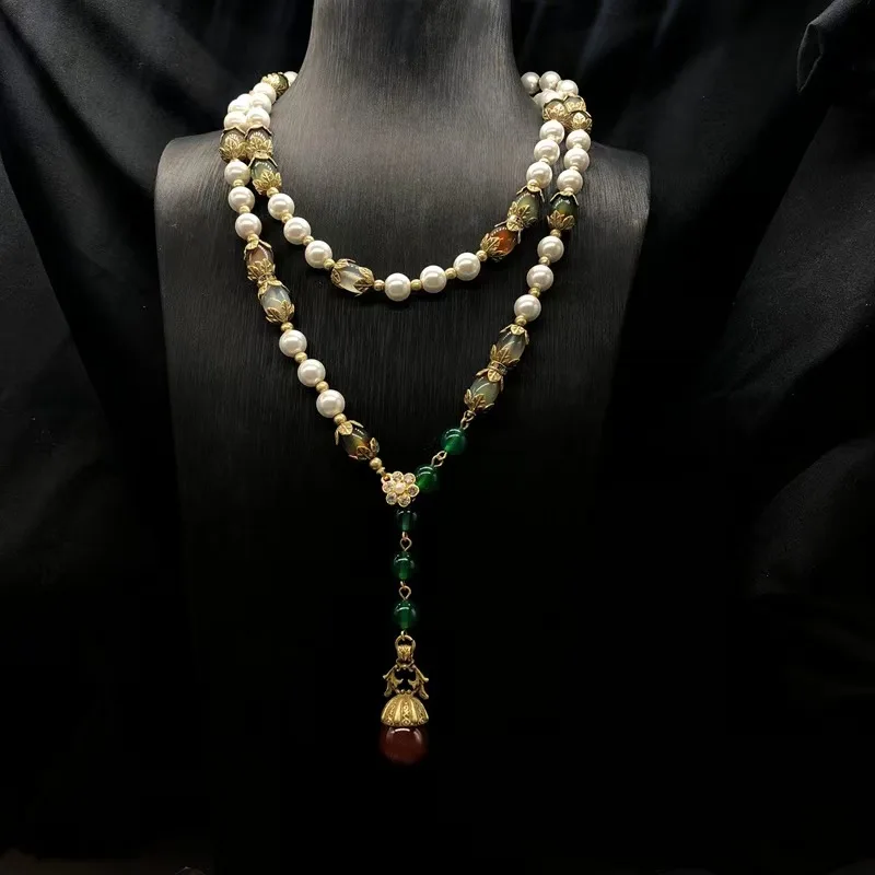 New Vintage Style Pearl Glass Long Necklace Earring Set Fashion Elegant Women's Jewelry Set High-Quality
New Vintage Style Pearl Glass Long Necklace Earring Set Fashion Elegant Women's Jewelry Set High-Quality