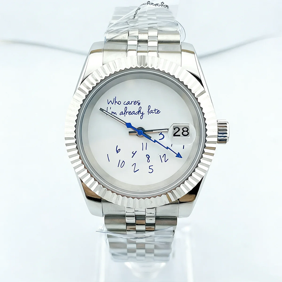 39mm/36mm NH35 Watch Who Cares im Already Late Watch High Quality Sapphire Crystal Glass Waterproof Case NH35 Movement Watch
39mm/36mm NH35 Watch Who Cares im Already Late Watch High Quality Sapphire Crystal Glass Waterproof Case NH35 Movement Watch
