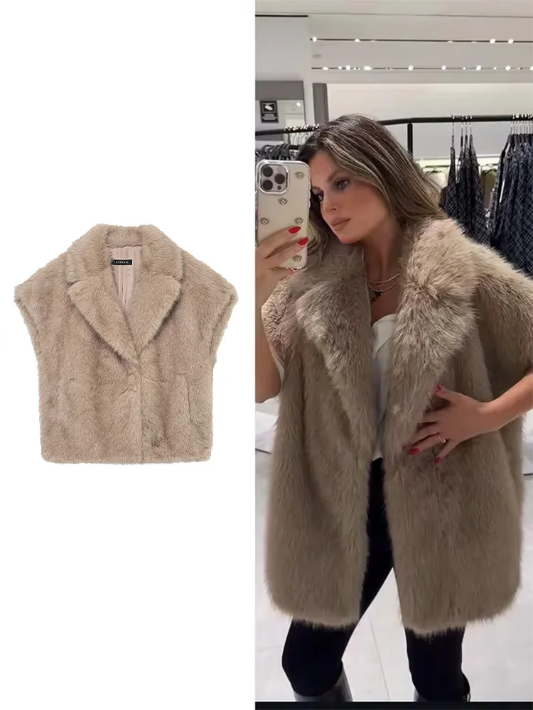 HipSeam женский большой свободный жилет из искусственного меха, осенний модный женский жилет с воротником с лацканами и карманами, уличные женские топы
HipSeam женский большой свободный жилет из искусственного меха, осенний модный женский жилет с воротником с лацканами и карманами, уличные женские топы