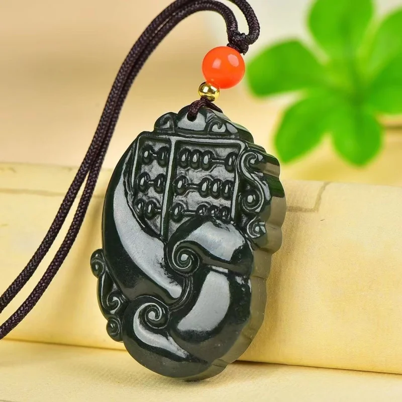 Fortune-bringing Hetian , jade ornament, abacus design, unisex necklace pendant
Fortune-bringing Hetian , jade ornament, abacus design, unisex necklace pendant