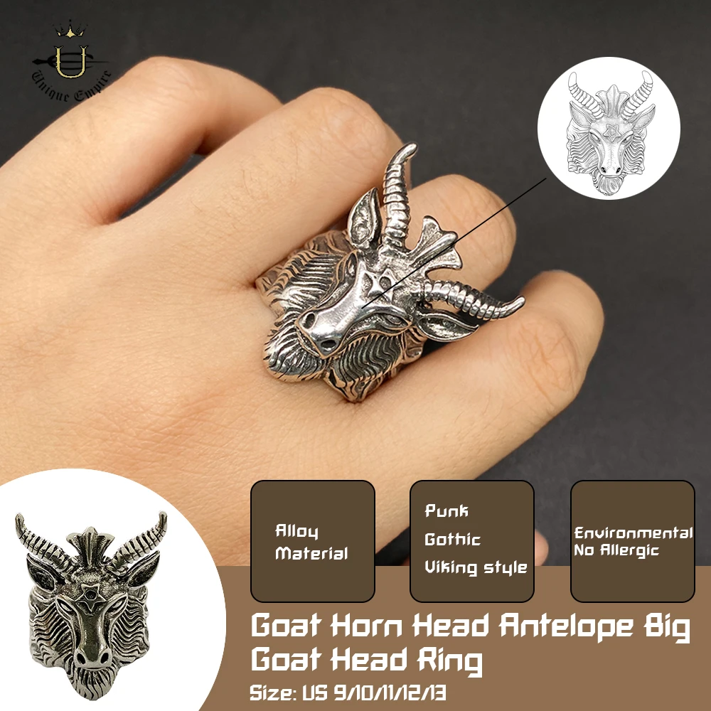 Мужское кольцо с головой козла Бафомет, рог животного, дизайн из нержавеющей стали, готический панк-рок, овен, ювелирные изделия по знаку зодиака, уникальный сатанинский стиль
Мужское кольцо с головой козла Бафомет, рог животного, дизайн из нержавеющей стали, готический панк-рок, овен, ювелирные изделия по знаку зодиака, уникальный сатанинский стиль