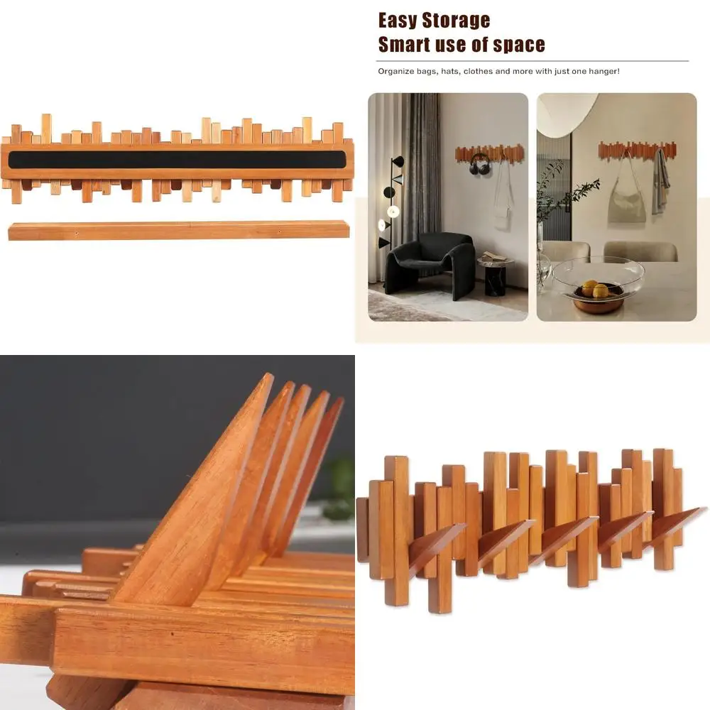 Настенная вешалка для одежды из вишневого дерева с 5 откидными крючками для шляп, сумок и зонтов
Настенная вешалка для одежды из вишневого дерева с 5 откидными крючками для шляп, сумок и зонтов