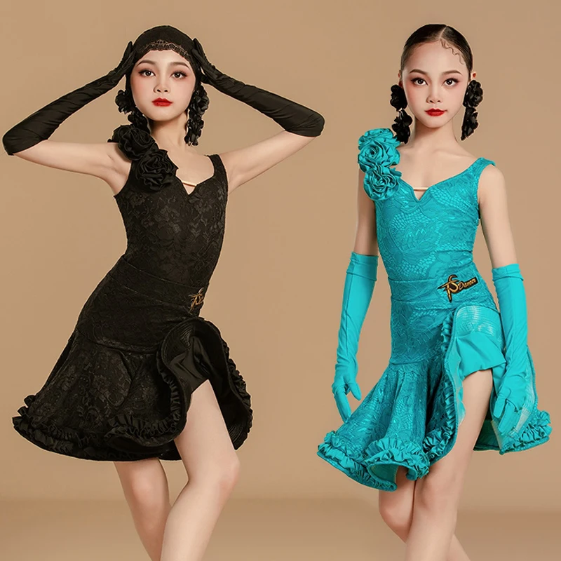 High End Latin Dance Clothes Girls Women Competition Dress Black Lace Fishbone Dress Performance Sets Kids Dance Costume BL15217
High End Latin Dance Clothes Girls Women Competition Dress Black Lace Fishbone Dress Performance Sets Kids Dance Costume BL15217