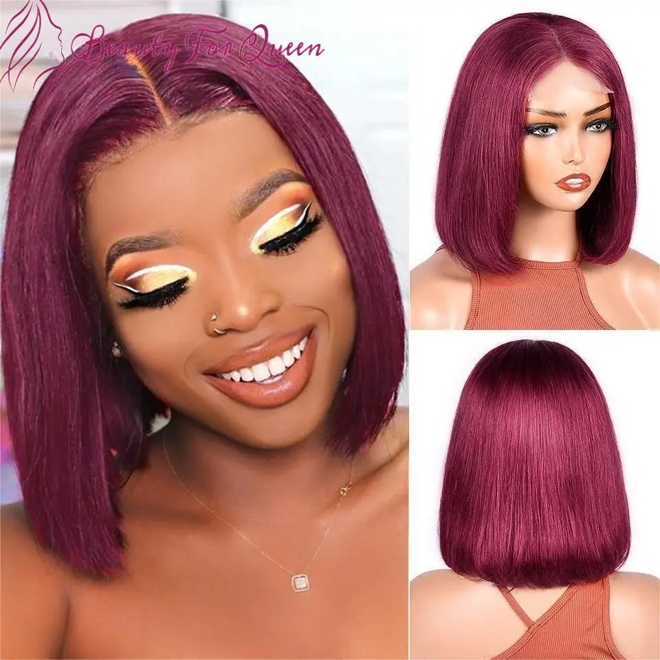 99J Burgundy Straight Bob Wigs Transparent Lace Front Wig Natural Hairline Brazilian Remy Lace Frontal Wig For Women Pre Plucked
99J Burgundy Straight Bob Wigs Transparent Lace Front Wig Natural Hairline Brazilian Remy Lace Frontal Wig For Women Pre Plucked