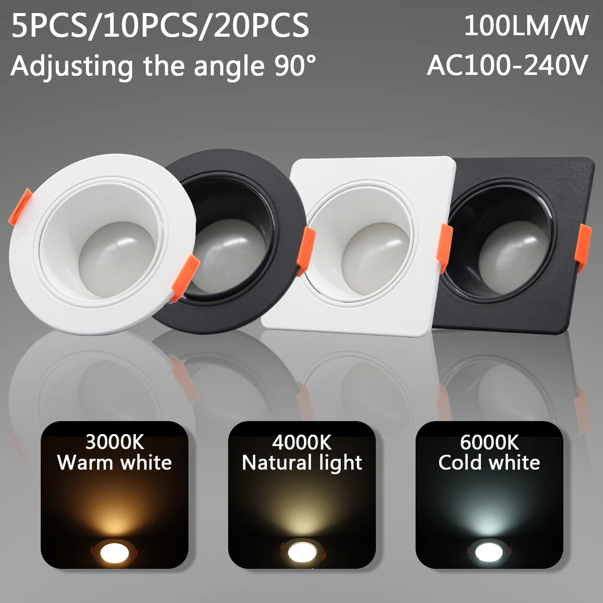 5/10/20pcs 8W LED Downlight GU10 Ceiling Spotlights Energy Saving 90degree Angle Adjustable Rotating AC220V 120V Indoor Lighting
5/10/20pcs 8W LED Downlight GU10 Ceiling Spotlights Energy Saving 90degree Angle Adjustable Rotating AC220V 120V Indoor Lighting