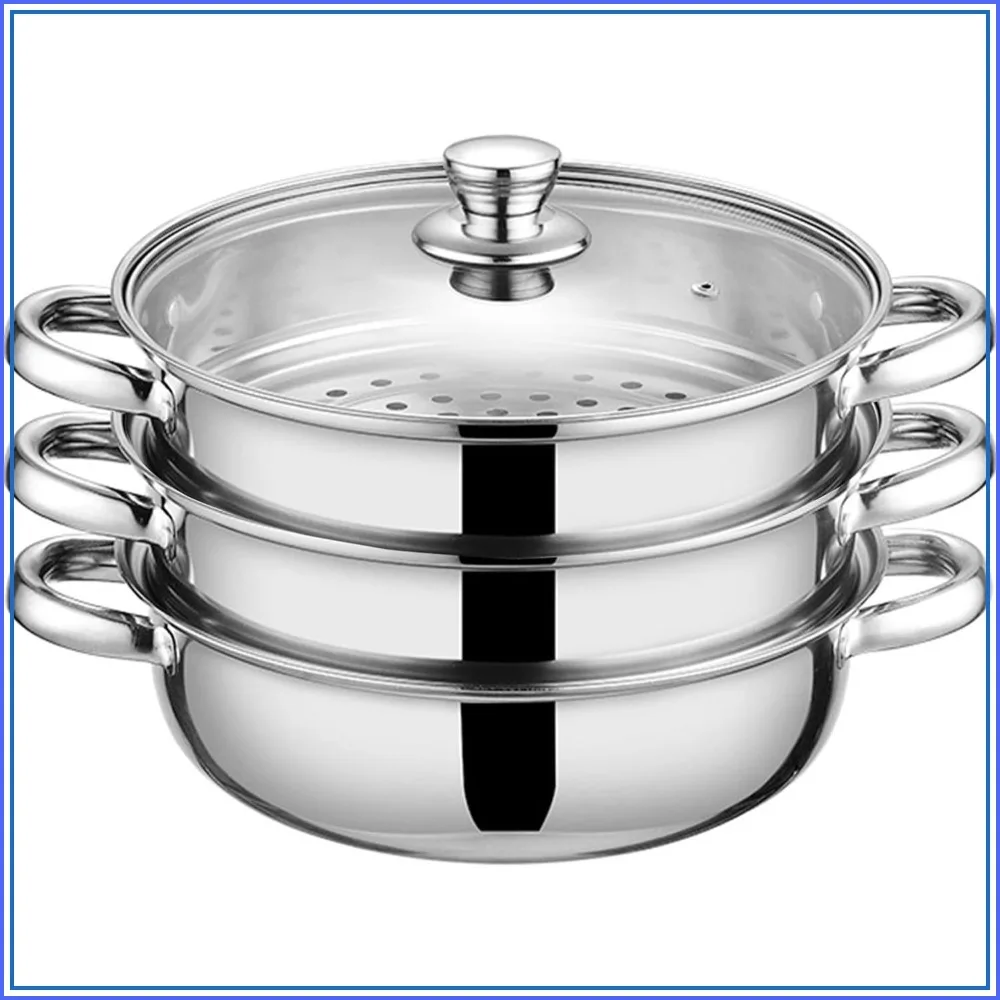 11-Inch 3-Tier Stainless Steel Steamer Pot with Lid, Multipurpose Cooking Pot for Vegetables, Dumplings, Pasta
11-Inch 3-Tier Stainless Steel Steamer Pot with Lid, Multipurpose Cooking Pot for Vegetables, Dumplings, Pasta