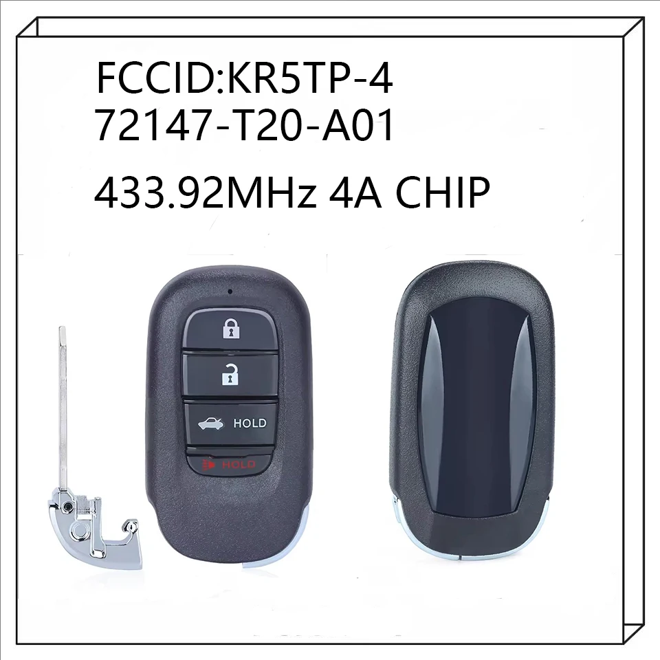 KR5TP-4 433MHz Smart Remote Key Fob for Honda Civic 2022 2023 2024 72147-T20-A01 A3C0161700000 7812D-TP-4
KR5TP-4 433MHz Smart Remote Key Fob for Honda Civic 2022 2023 2024 72147-T20-A01 A3C0161700000 7812D-TP-4