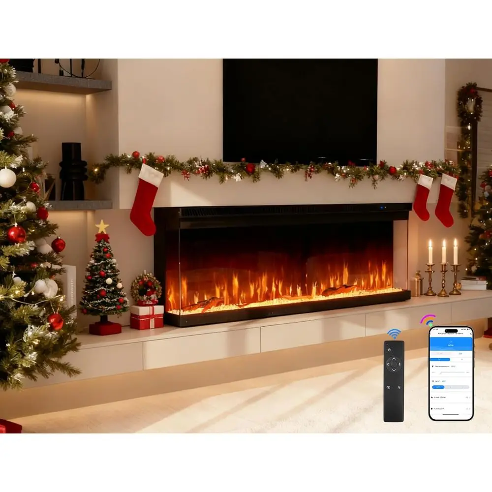 3-Sided WiFi Smart Fireplace, 12 Flame Colors, 5 Brightness Levels, 1500W, Timer Remote, Log & Crystals
3-Sided WiFi Smart Fireplace, 12 Flame Colors, 5 Brightness Levels, 1500W, Timer Remote, Log & Crystals