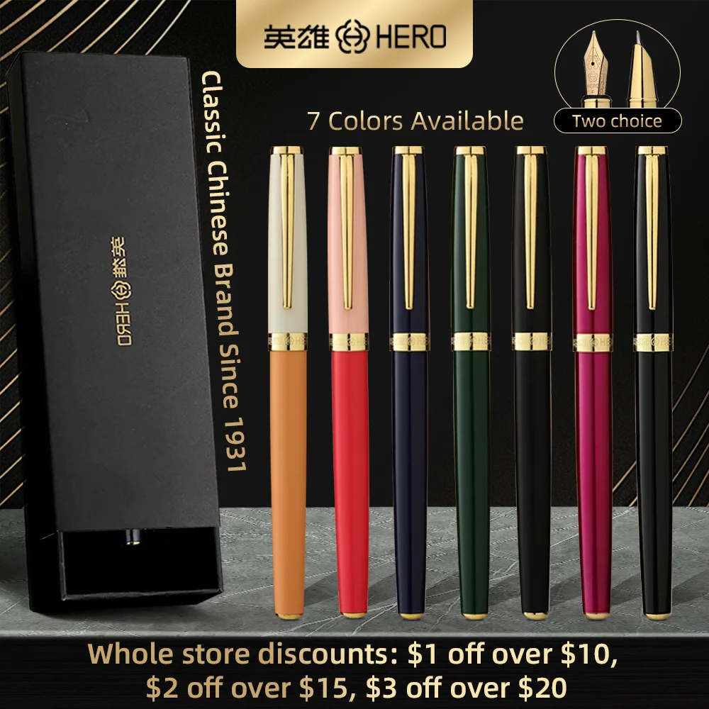 Luxury Metal Fountain Pen Gift Set (2-Pack) - HERO P108 with 7 Styles, 2-IN-1 Ink & Anti-Slip Grip, Premium Smooth Writing Exper
Luxury Metal Fountain Pen Gift Set (2-Pack) - HERO P108 with 7 Styles, 2-IN-1 Ink & Anti-Slip Grip, Premium Smooth Writing Exper