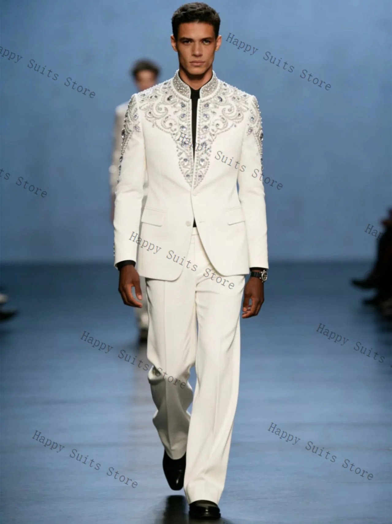 Crystals Men Suit Set 2 Pcs Groom Catwalk Blazer+Pants Trousers White Formal Office Coat Wedding Tuxedo Customized Jacket Outfit
Crystals Men Suit Set 2 Pcs Groom Catwalk Blazer+Pants Trousers White Formal Office Coat Wedding Tuxedo Customized Jacket Outfit