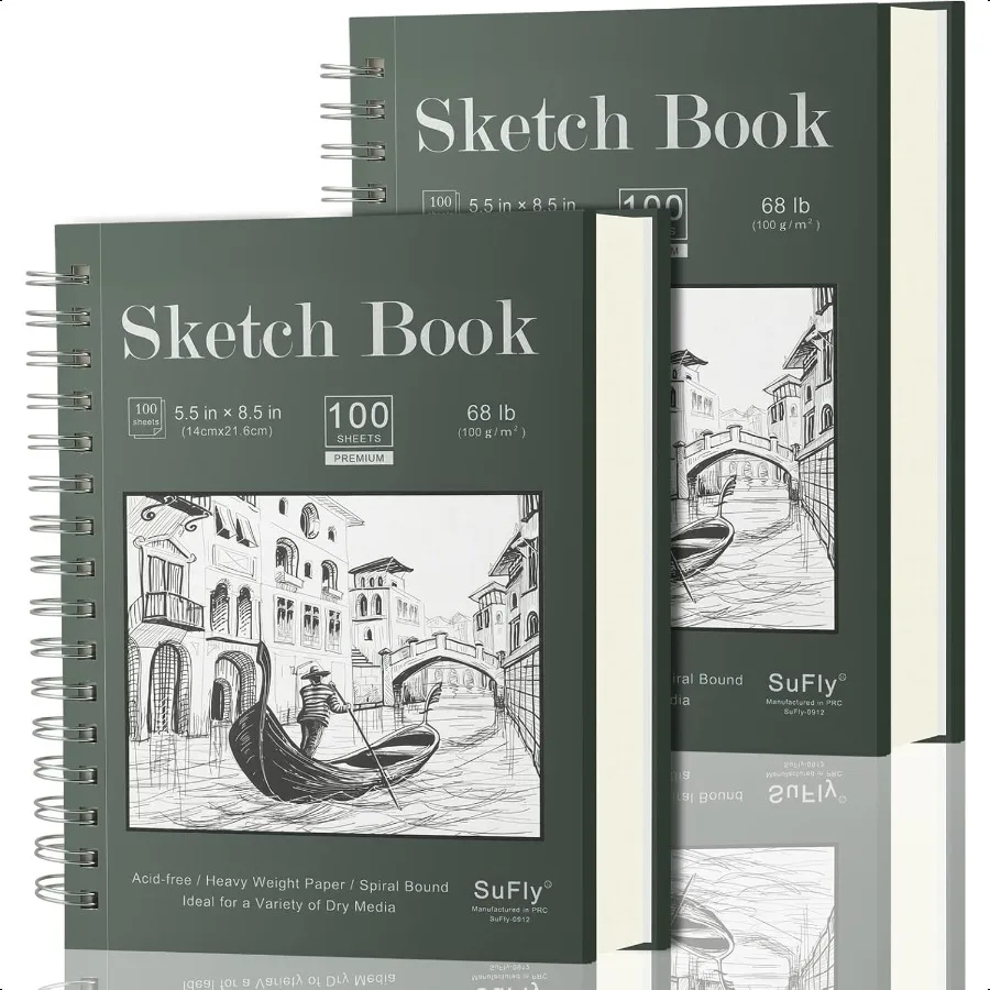 Sketch Book 5.5 X 8.5 Spiral Sketchbook Pack of 2 SuFly 200 Sheets 68 lb 100gsm Acid Free Sketch Pads for Drawing for Adults Sp
Sketch Book 5.5 X 8.5 Spiral Sketchbook Pack of 2 SuFly 200 Sheets 68 lb 100gsm Acid Free Sketch Pads for Drawing for Adults Sp
