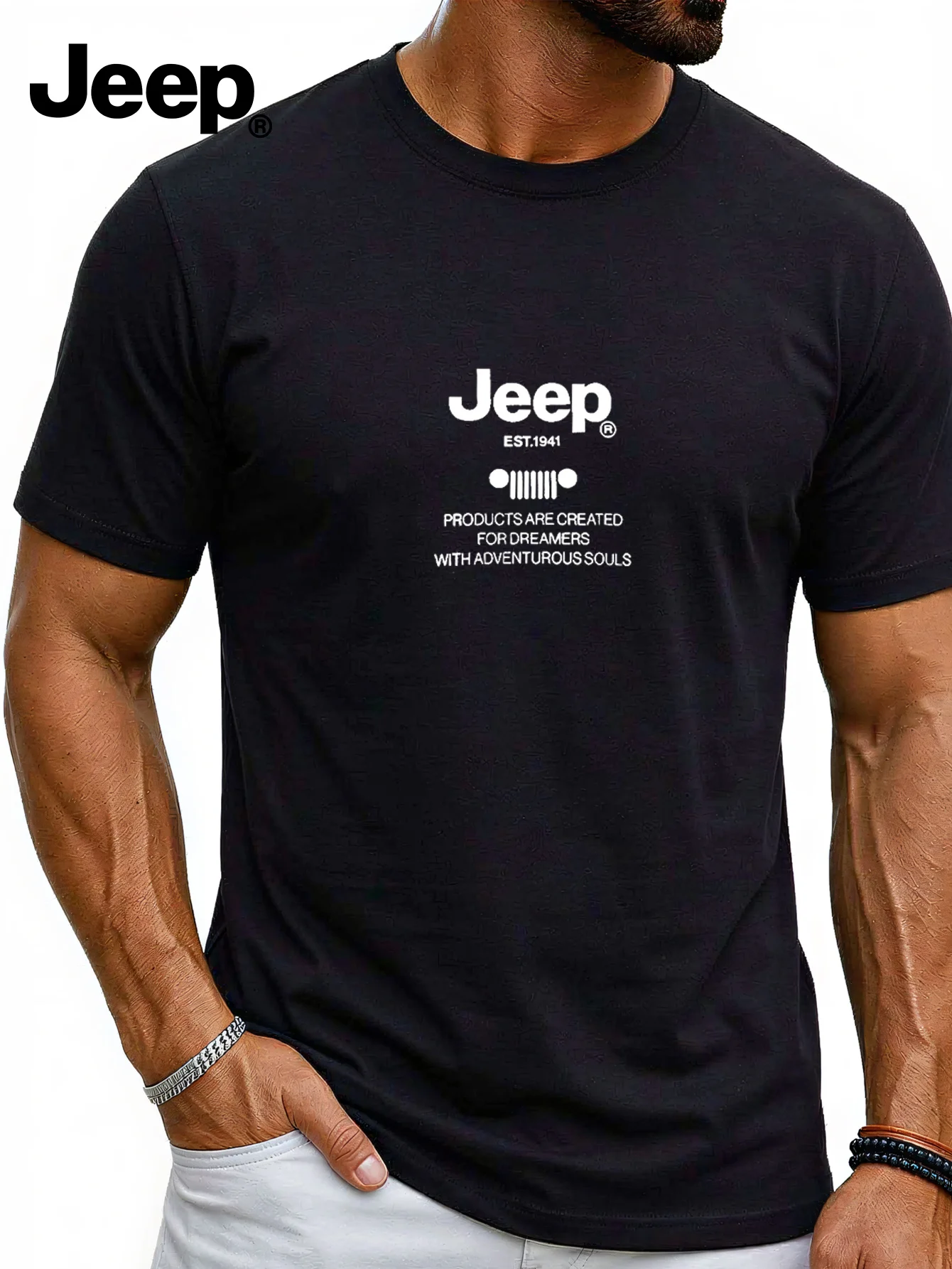 Мужская классическая американская футболка Jeep с коротким рукавом, спортивная футболка, дышащая, удобная, для бега, тренировок, активного отдыха на природе
Мужская классическая американская футболка Jeep с коротким рукавом, спортивная футболка, дышащая, удобная, для бега, тренировок, активного отдыха на природе