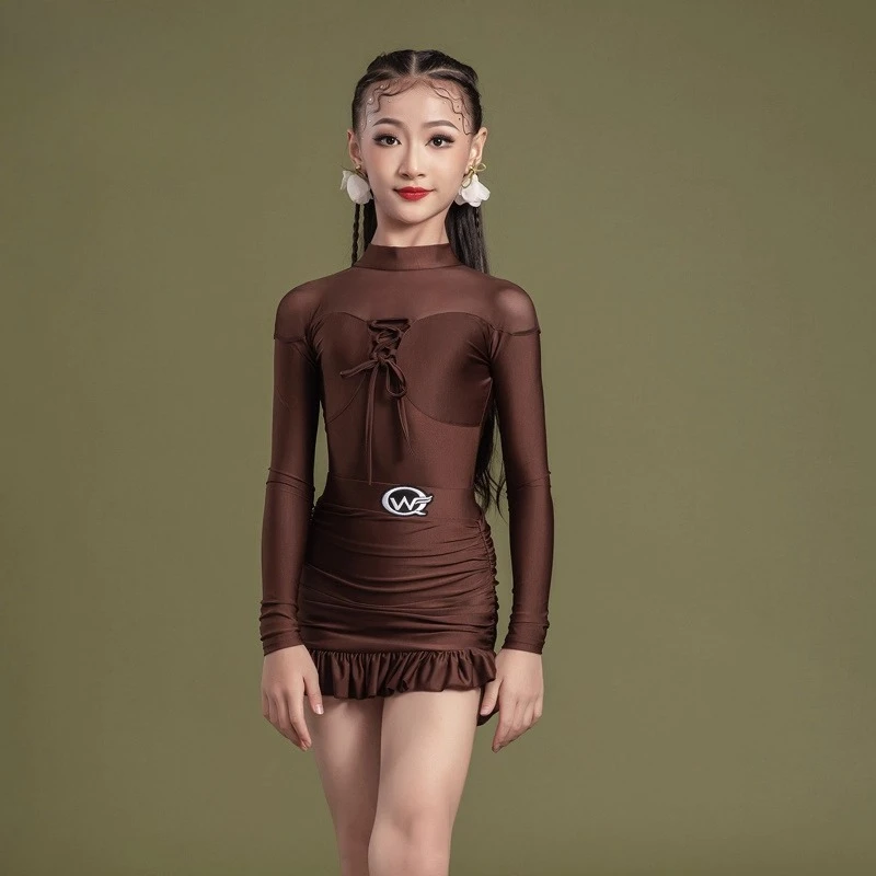 New Latin dance dress forgirlslong-sleeved dance practice dress for autumn and winter advanced grading performance dressChildren
New Latin dance dress forgirlslong-sleeved dance practice dress for autumn and winter advanced grading performance dressChildren