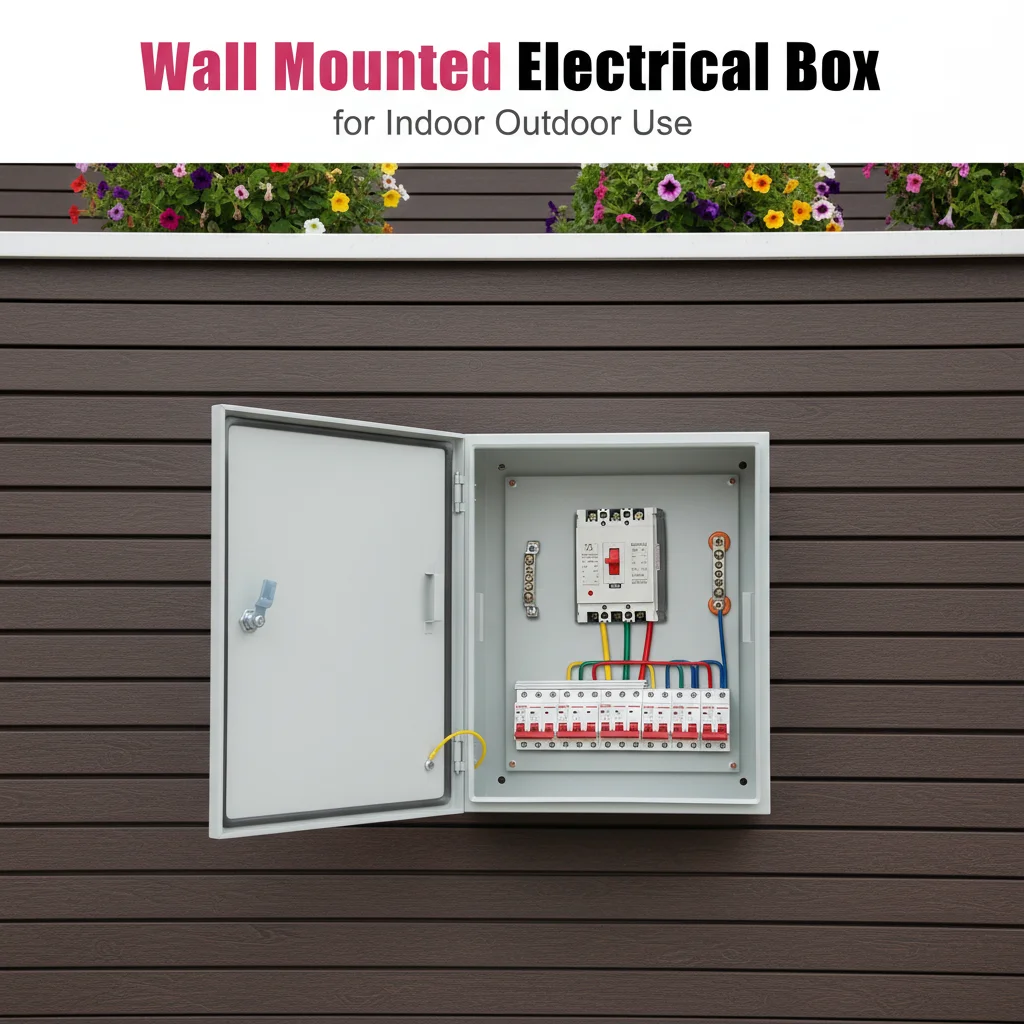 Outdoor Electrical Box Wall Mounted Waterproof Distribution Box Lockable Circuit Protection Case for Indoor Outdoor Use