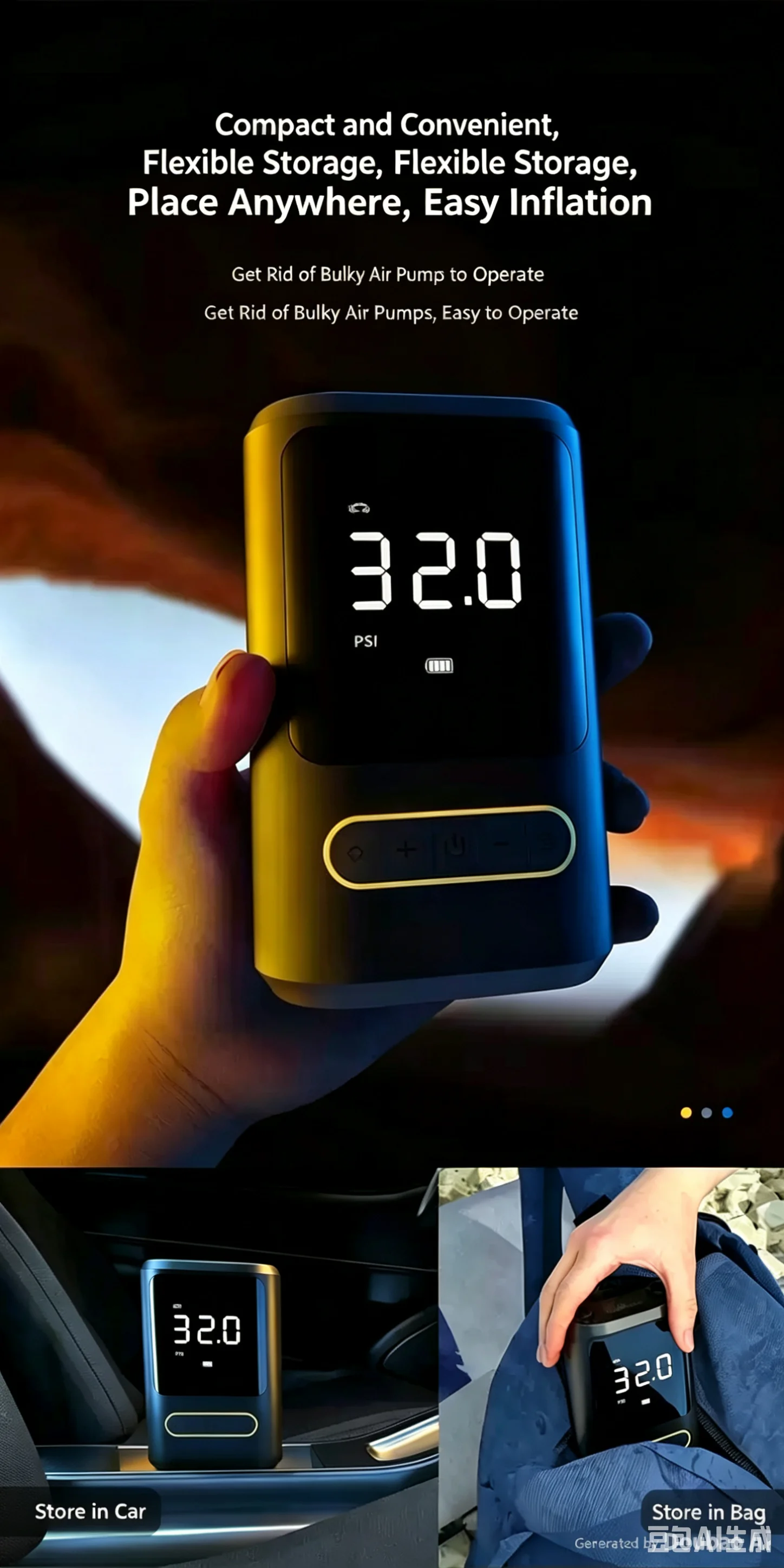 Wireless Rechargeable Tire Inflator 150 PSI Auto Stop Digital Air Pump with LED Light 4000mAh Emergency Power Bank for Car Motor
Wireless Rechargeable Tire Inflator 150 PSI Auto Stop Digital Air Pump with LED Light 4000mAh Emergency Power Bank for Car Motor