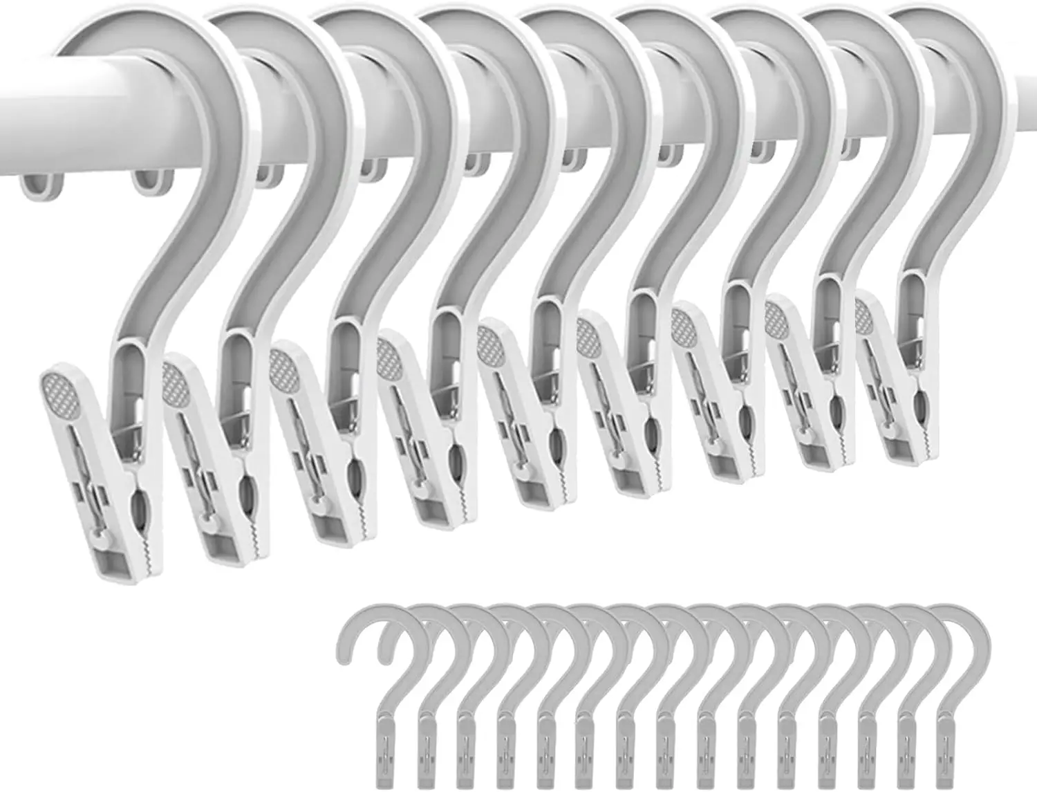 24pcs Super Strong Laundry Hooks Clips Plastic Clothes Hangers Pins for Bathroom Travel Portable, White
24pcs Super Strong Laundry Hooks Clips Plastic Clothes Hangers Pins for Bathroom Travel Portable, White