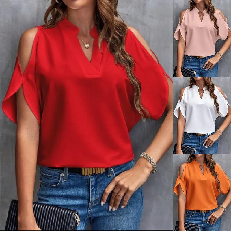 Summer Women Blouse V Neck Off Shoulder Solid Color Blouses Loose Fit Batwing Sleeve Chiffon Blouse Red Wrap Neck Top
Summer Women Blouse V Neck Off Shoulder Solid Color Blouses Loose Fit Batwing Sleeve Chiffon Blouse Red Wrap Neck Top