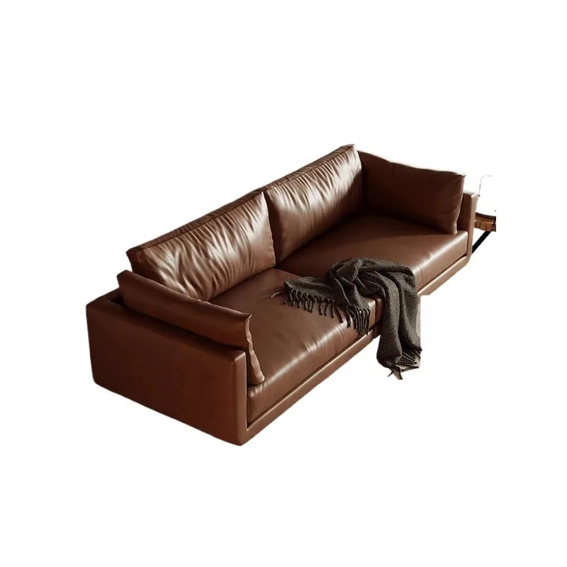 Minimal small apartment living room straight row leather sofa, retro wabi sandy wind home simulation leather sofa light luxury
Minimal small apartment living room straight row leather sofa, retro wabi sandy wind home simulation leather sofa light luxury