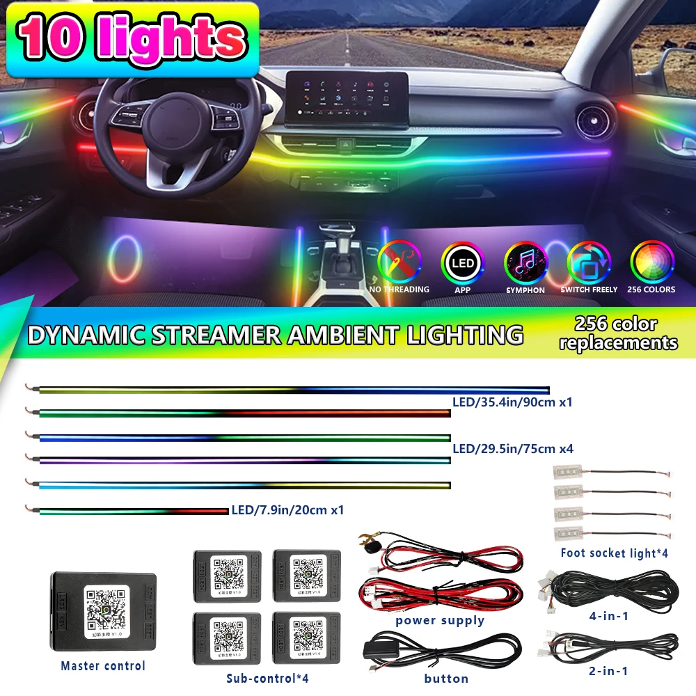 RGB 64 Colors LED Smart Remote Control Car Interior Ambient Light Secure-Fit Installation Set
RGB 64 Colors LED Smart Remote Control Car Interior Ambient Light Secure-Fit Installation Set