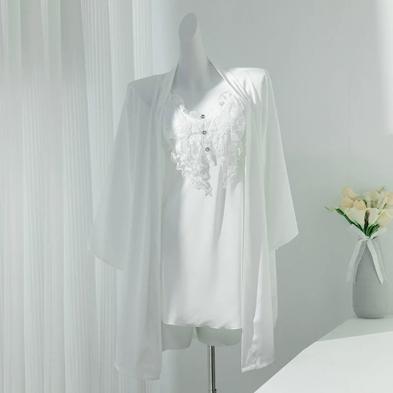 Bride Kimono Robe Gown Sleep Suit Women Sleepwear Chemise Nightgown Set Sexy Bathrobe Lace Wedding Nightwear Satin Loungewear
Bride Kimono Robe Gown Sleep Suit Women Sleepwear Chemise Nightgown Set Sexy Bathrobe Lace Wedding Nightwear Satin Loungewear