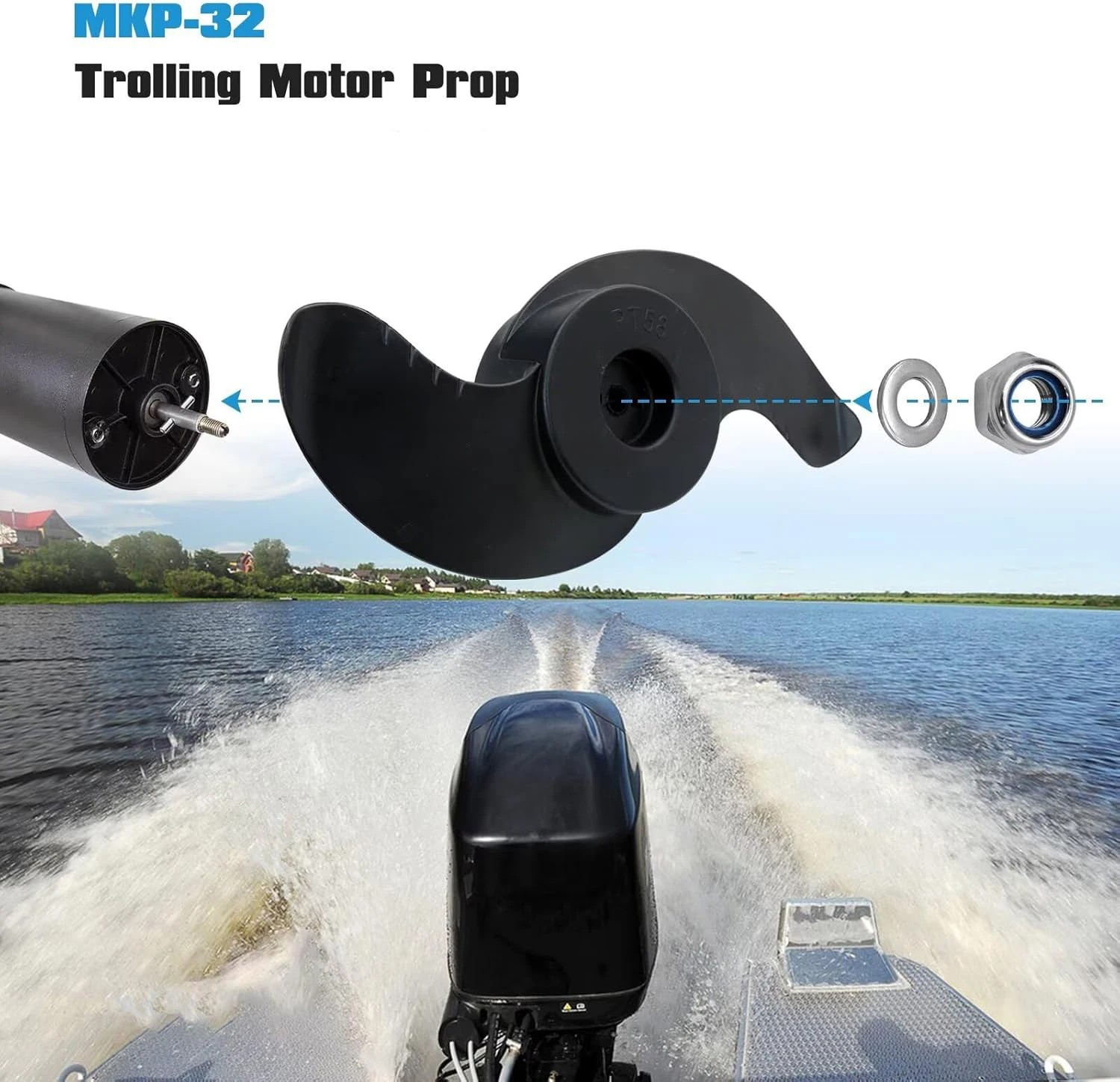 MKP-32 Trolling Motor Propeller Replacement for Minn Kota - Weedless Wedge 2 Prop Fits 3-5/8" Motor Diameter, Replaces 2091160,
MKP-32 Trolling Motor Propeller Replacement for Minn Kota - Weedless Wedge 2 Prop Fits 3-5/8" Motor Diameter, Replaces 2091160,